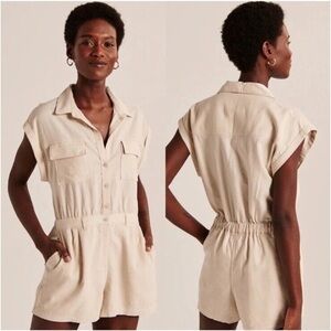 Abercrombie & Fitch neutral linen shorts romper small